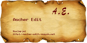 Ascher Edit névjegykártya